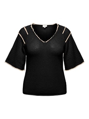 CARLUCIE LIFE SS V-NECK TOP KNT