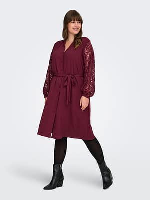 CARKAMMY LIFE 3/4 V-NECK LACE BLK DRESS