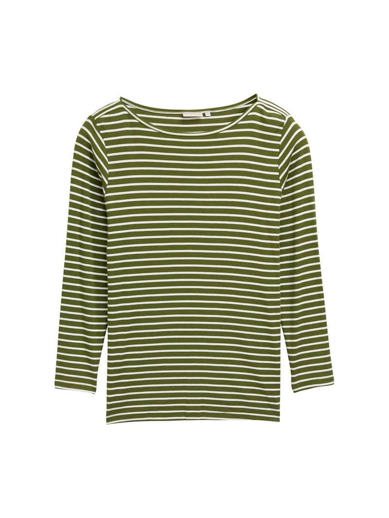 Plus Size - Long sleeve shirt with stripe pattern