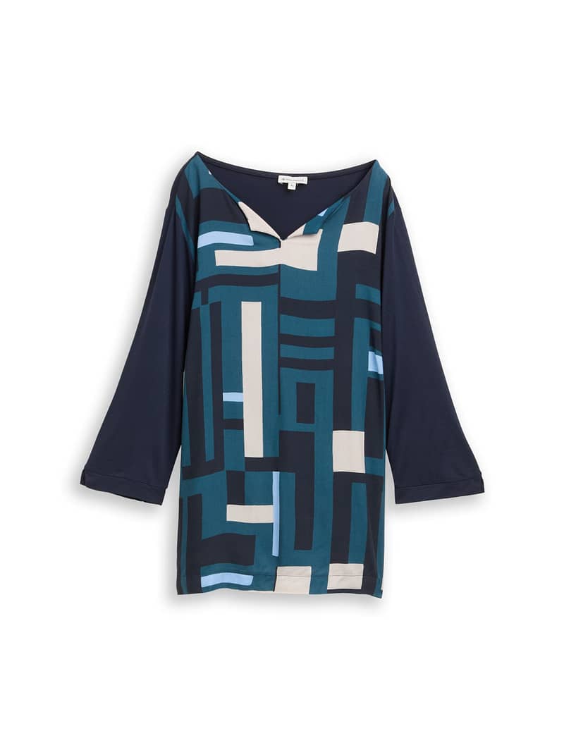 Plus size - long-sleeved shirt in a mix of materials