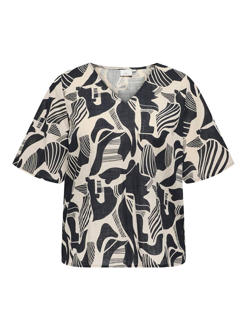 CARMALUSI SS V-NECK TOP AOP
