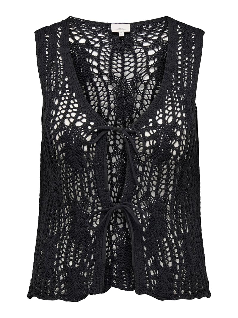 CARLIZZY LIFE SL CROCHET TIE VEST KNT