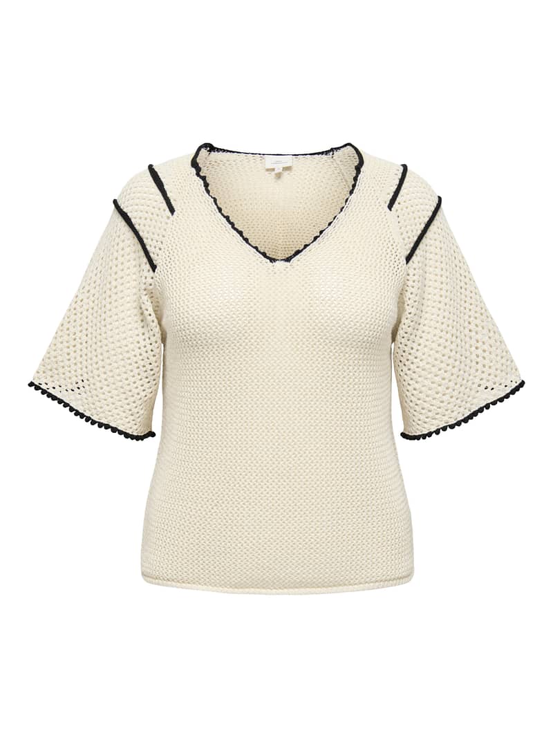 CARLUCIE LIFE SS V-NECK TOP KNT