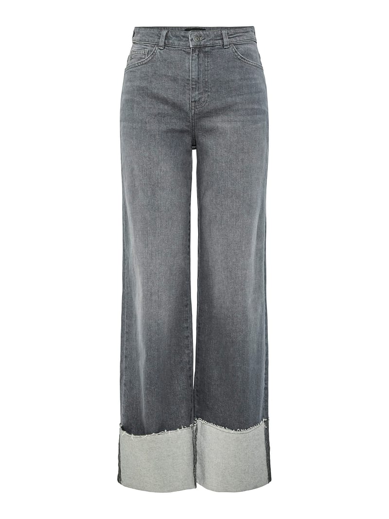 PCPIL HW STRAIGHT FOLD UP DENIM JEANS QX