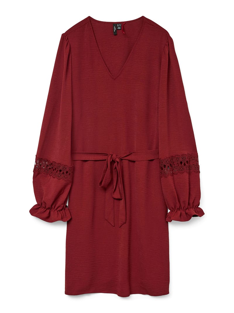 VMCALVA LACE LS SHORT DRESS WVN BOO CUR