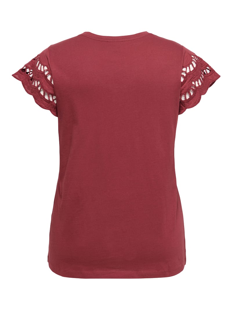 CARBELLAY S/S V-NECK LACE TOP JRS - Afbeelding 2