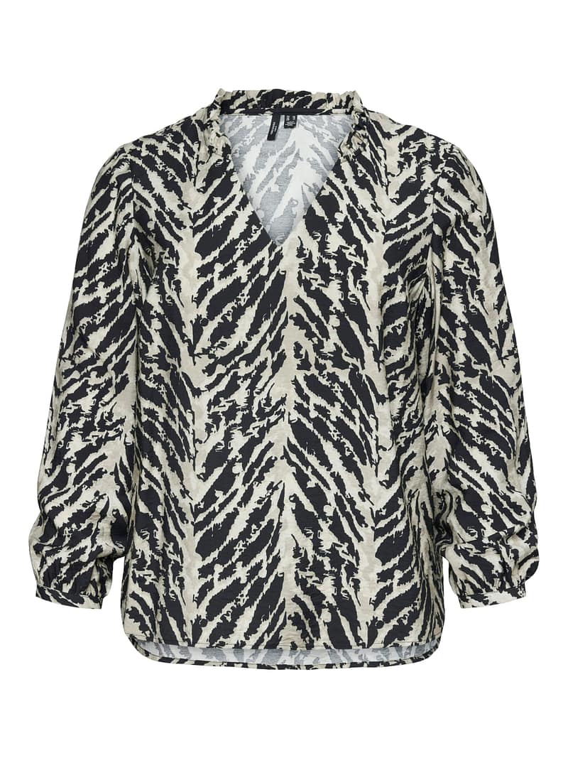 VMCLUCY L/S V-NECK TOP WVN GA  BOO CUR