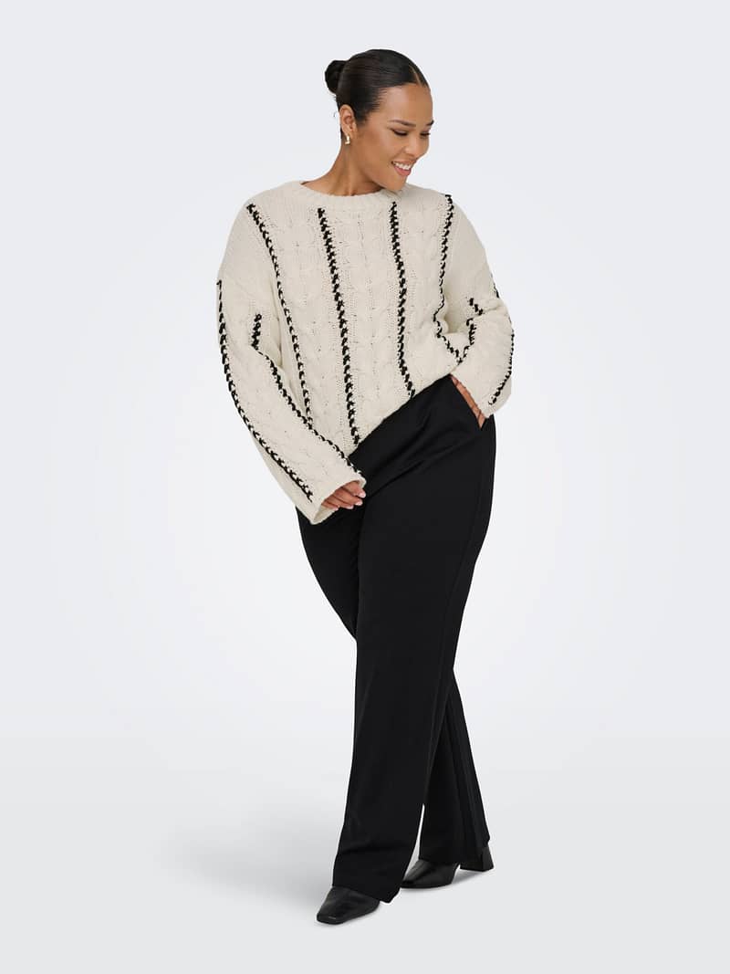 CARTESSA CABEL STITCH LS O-NECK KNT - Afbeelding 2