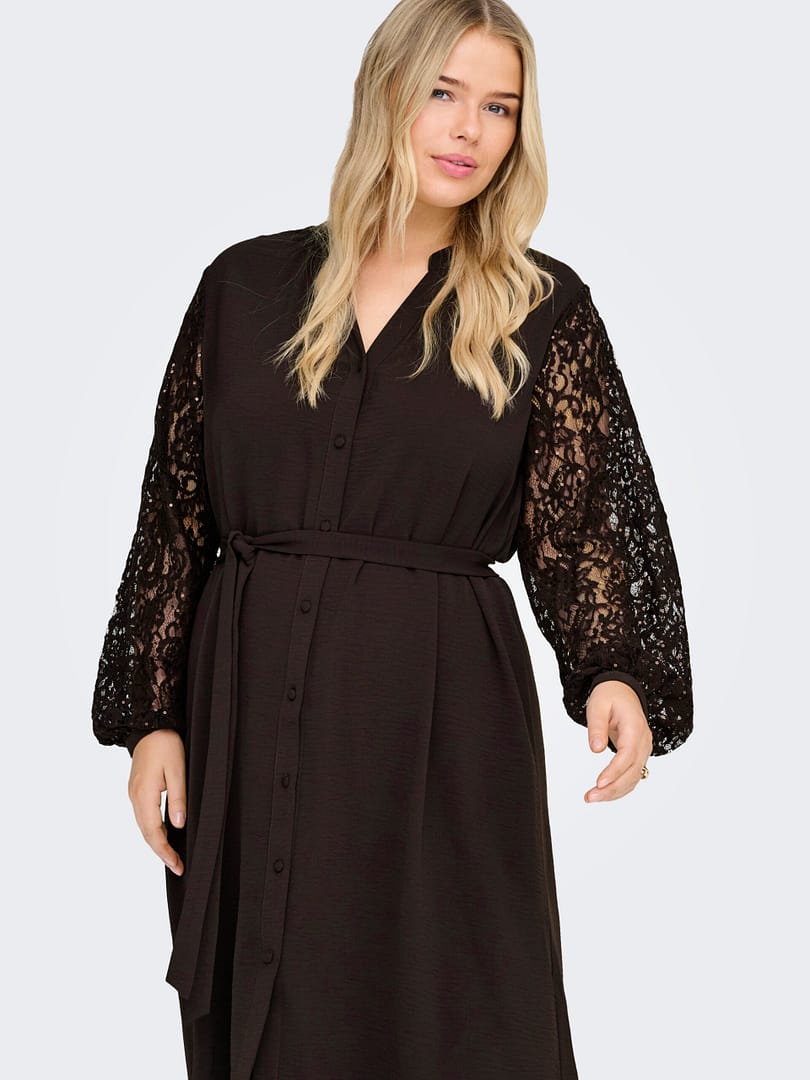 CARKAMMY LIFE 3/4 V-NECK LACE BLK DRESS - Afbeelding 3