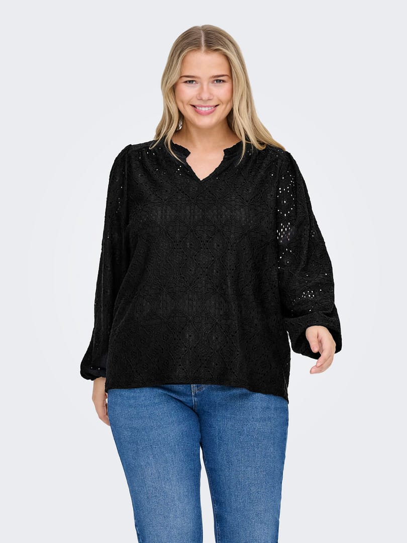 CARLUZIA L/S V-NECK BLOUSE JRS