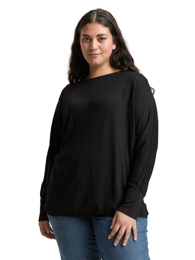 Plus size – loose fit long-sleeved shirt with glitter effect - Afbeelding 5