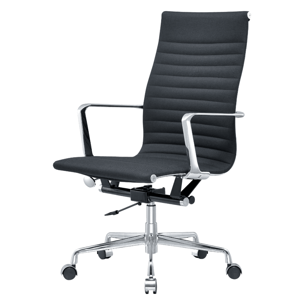 Premium Highback Ribbed Executive Chair Black Linen Chrome Frame