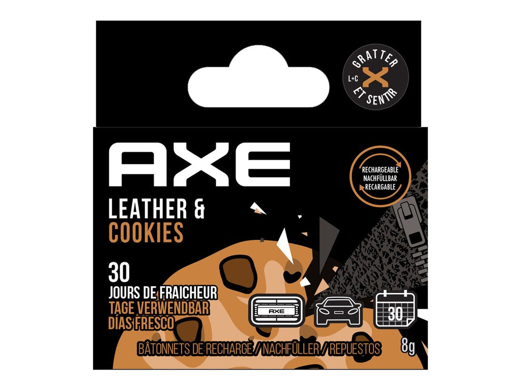 AXE Navulling Luchtverfrisser Alu Houder Leather + Cookies 2 Stuks