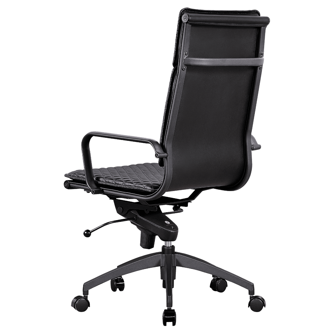 Diamond Highback Softpad Executive Chair Black Leather Black Frame 3