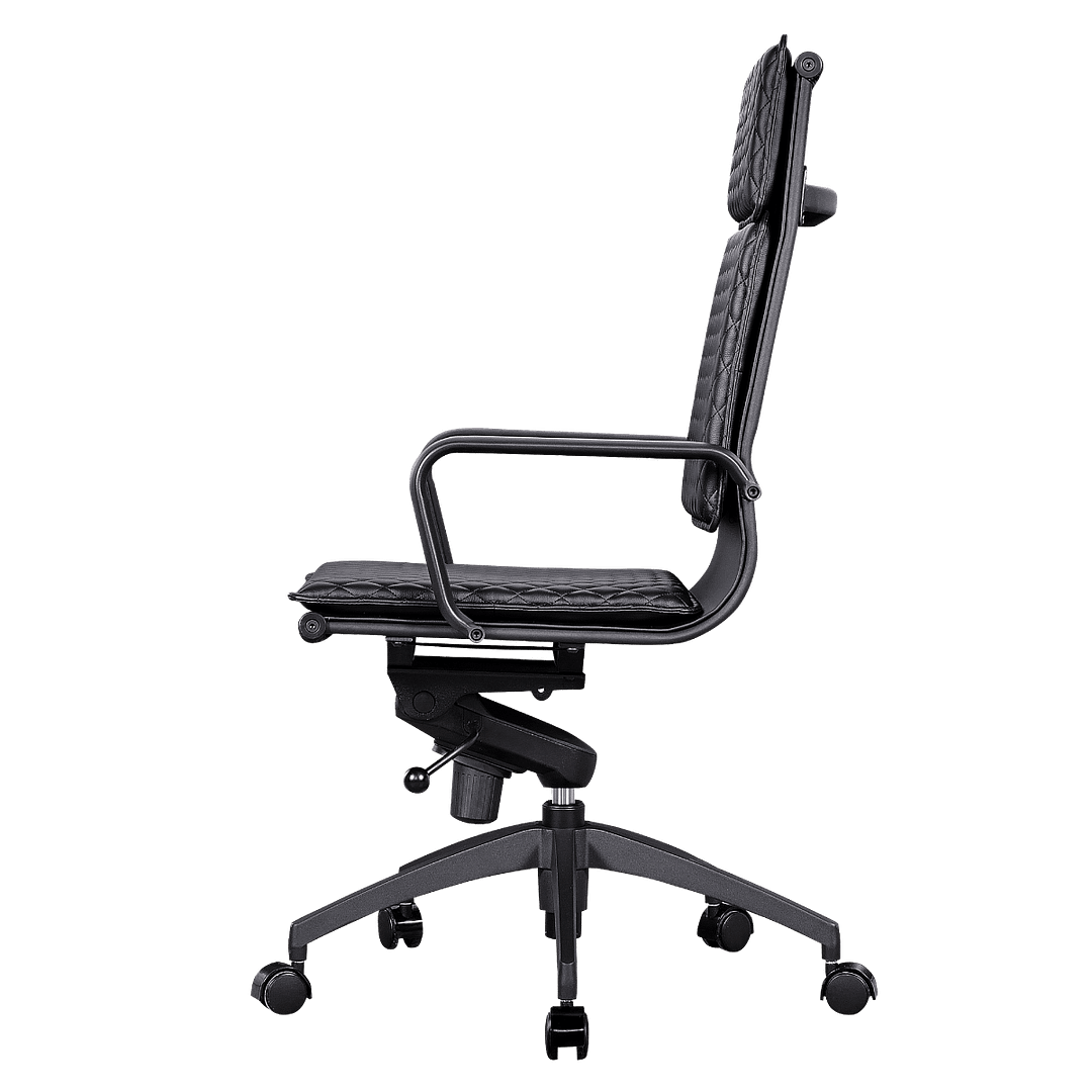 Diamond Highback Softpad Executive Chair Black Leather Black Frame 4