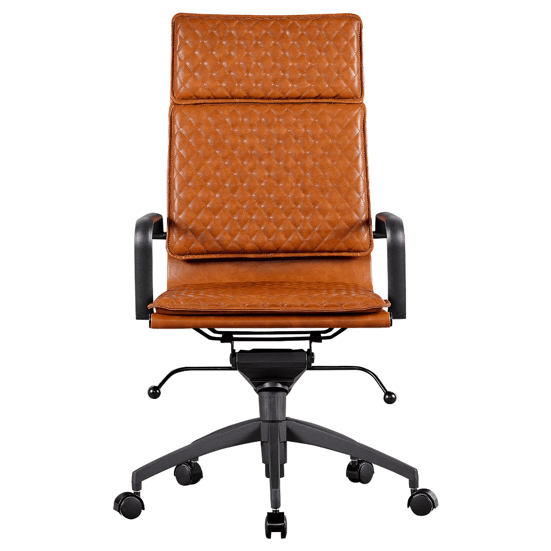 Diamond Highback Softpad Executive Chair Cognac Leather Black Frame 2