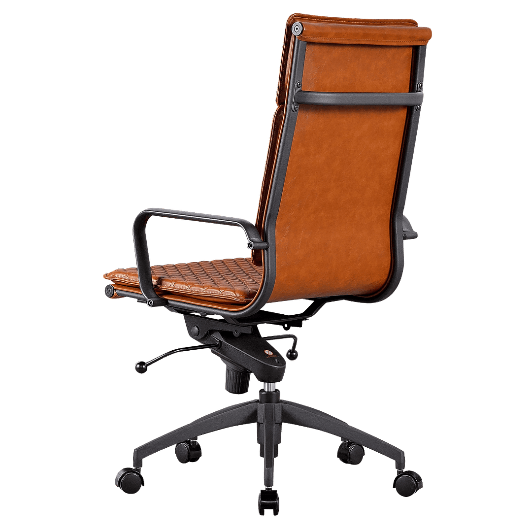 Diamond Highback Softpad Executive Chair Cognac Leather Black Frame 3