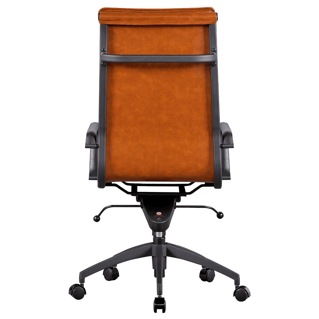 Diamond Highback Softpad Executive Chair Cognac Leather Black Frame 5