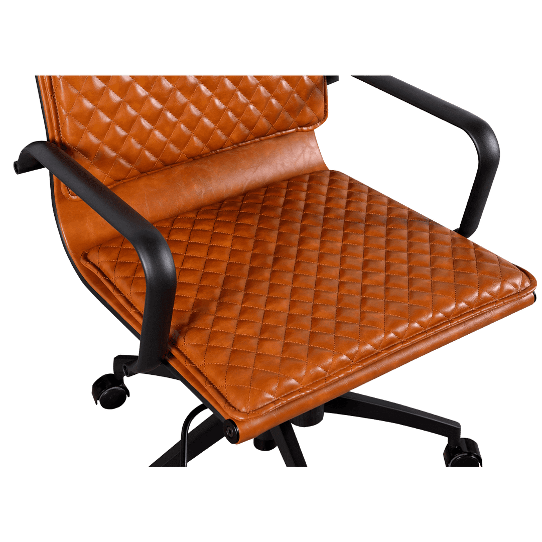 Diamond Highback Softpad Executive Chair Cognac Leather Black Frame 6