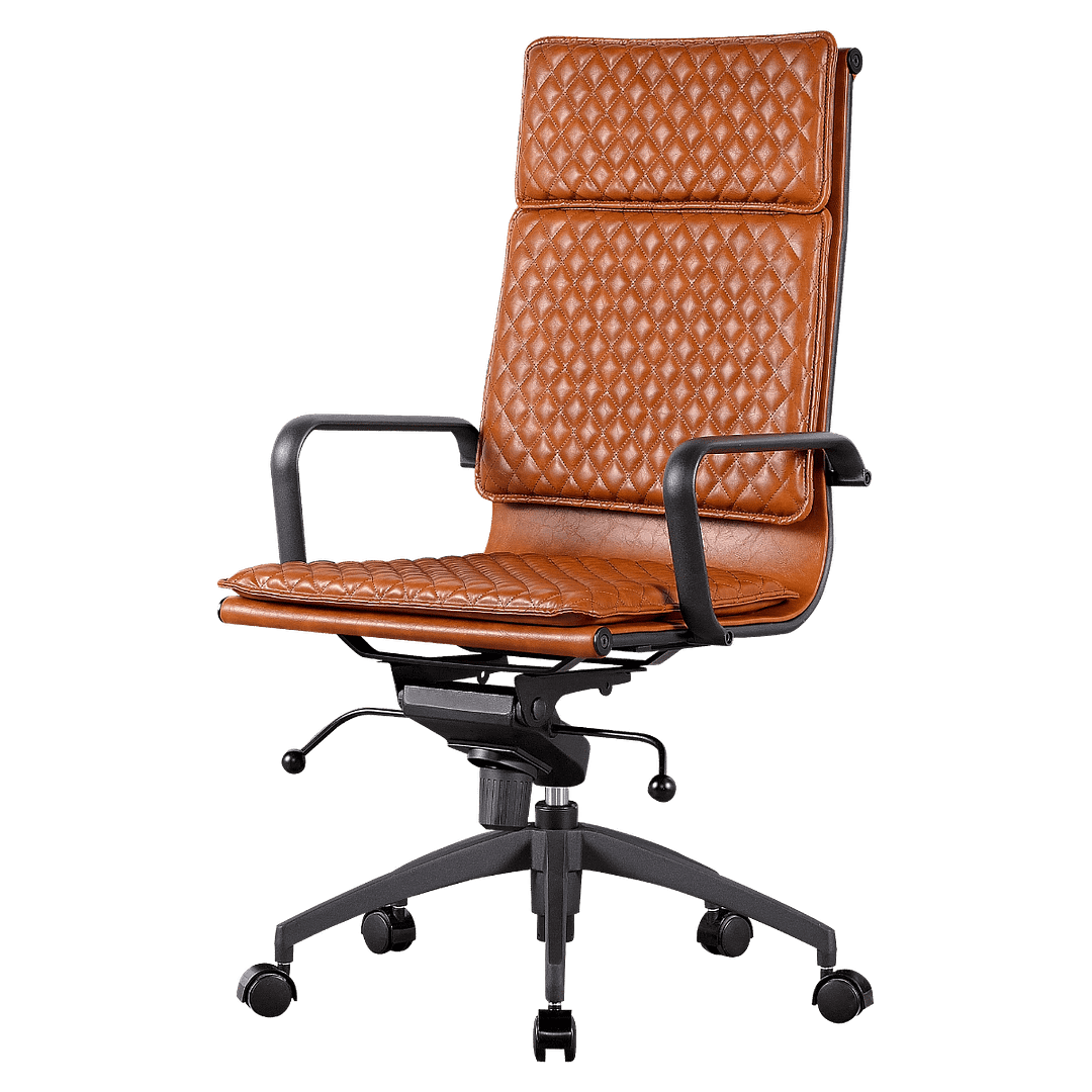 Diamond Highback Softpad Executive Chair Vintage Tan | Black Frame