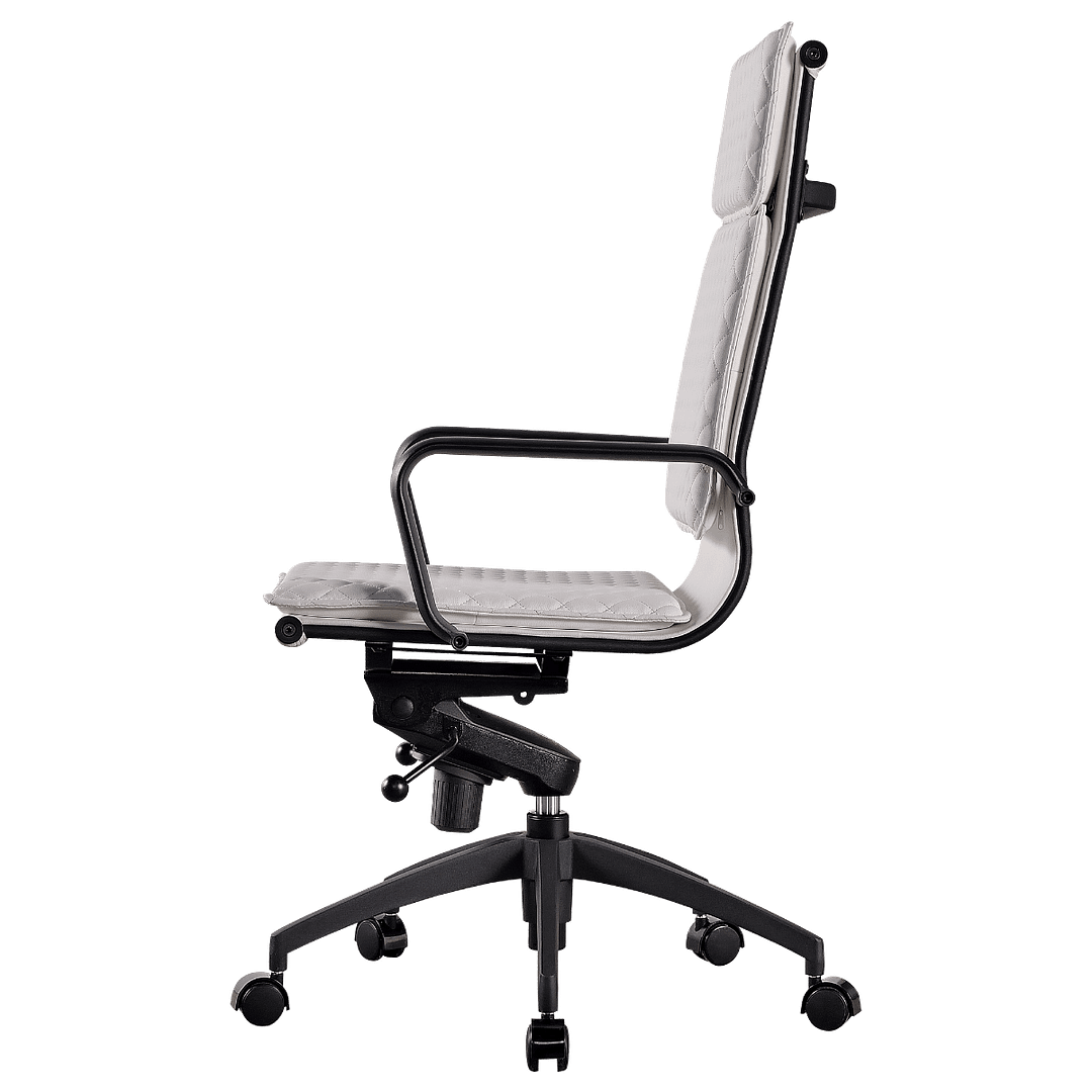 Diamond Highback Softpad Executive Chair White Black Frame 4