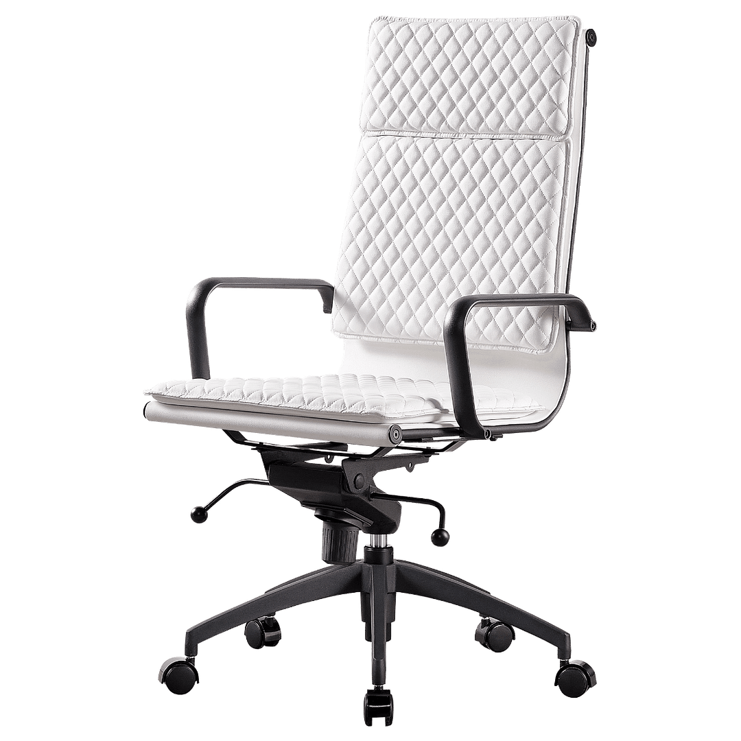 Diamond Highback Softpad Executive Chair White | Black Frame