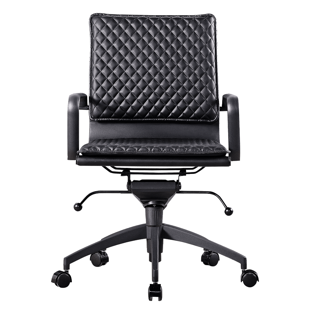 Diamond Lowback Softpadded Office Chair Black Leather Black Frame 4