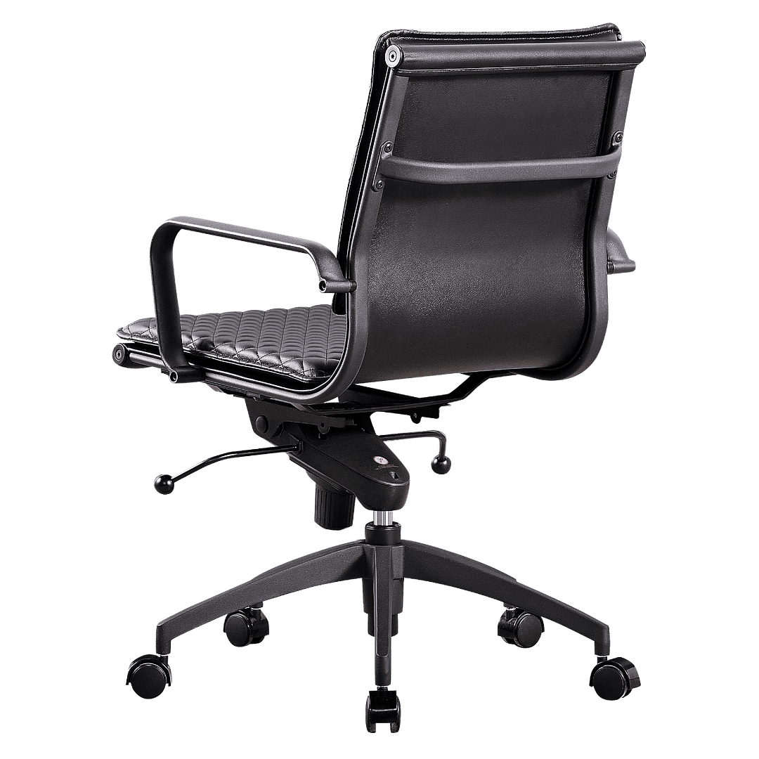 Diamond Lowback Softpadded Office Chair Black Leather Black Frame 5