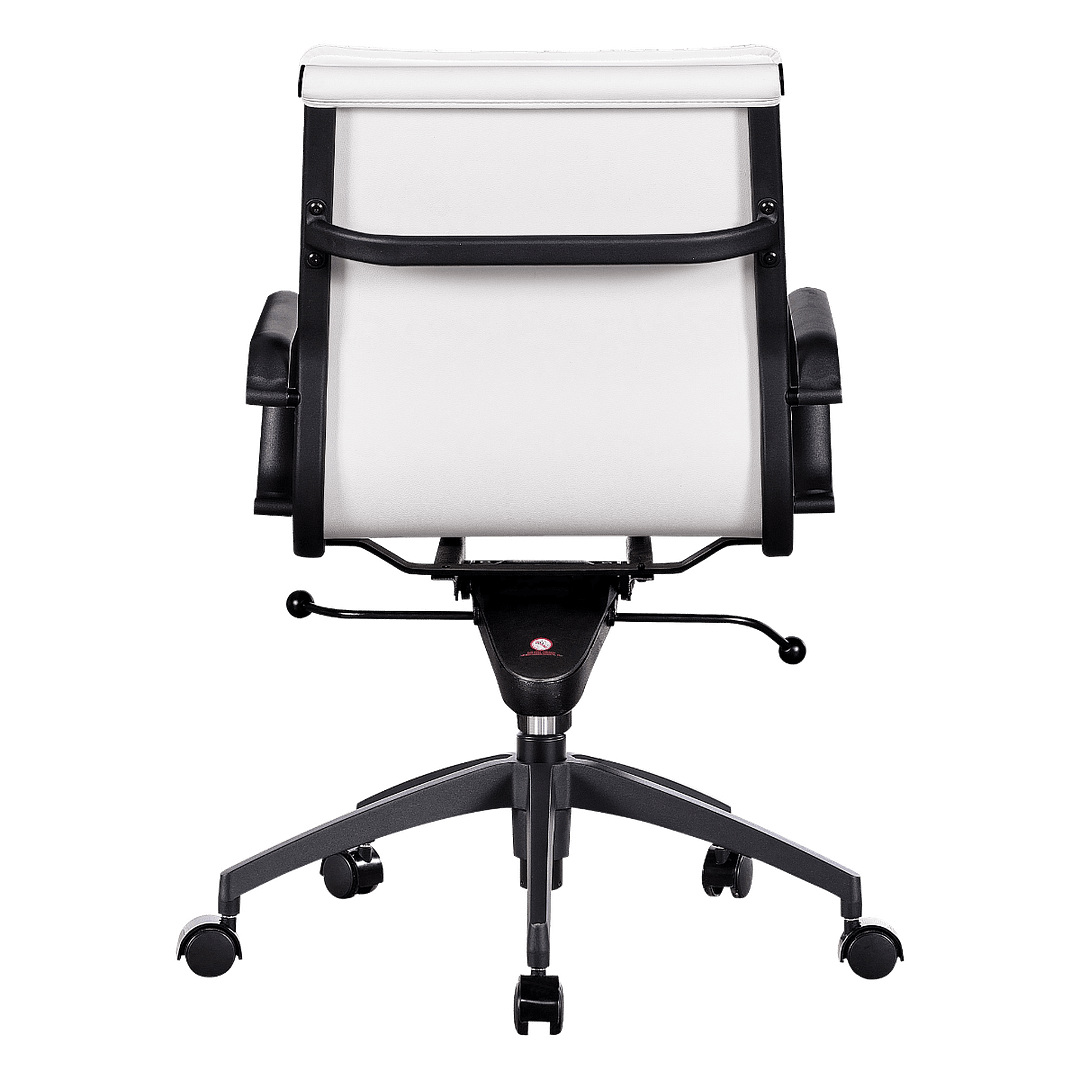 Diamond Lowback Softpadded Office Chair White Leather Black Frame 3