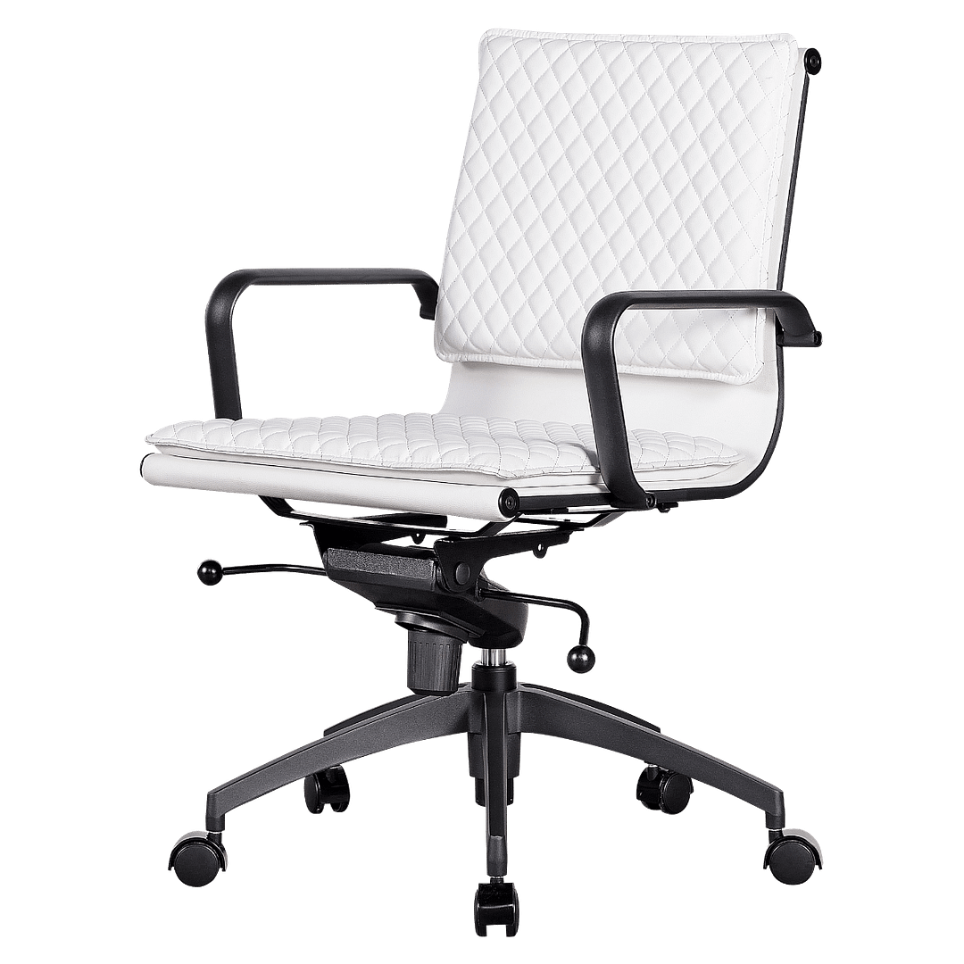 Diamond Lowback Softpad Office Chair Black White | Black Frame