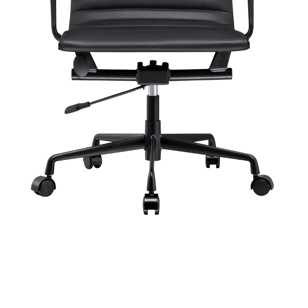 Premium Highback Ribbed Executive Chair Black Leather Black Frame 10