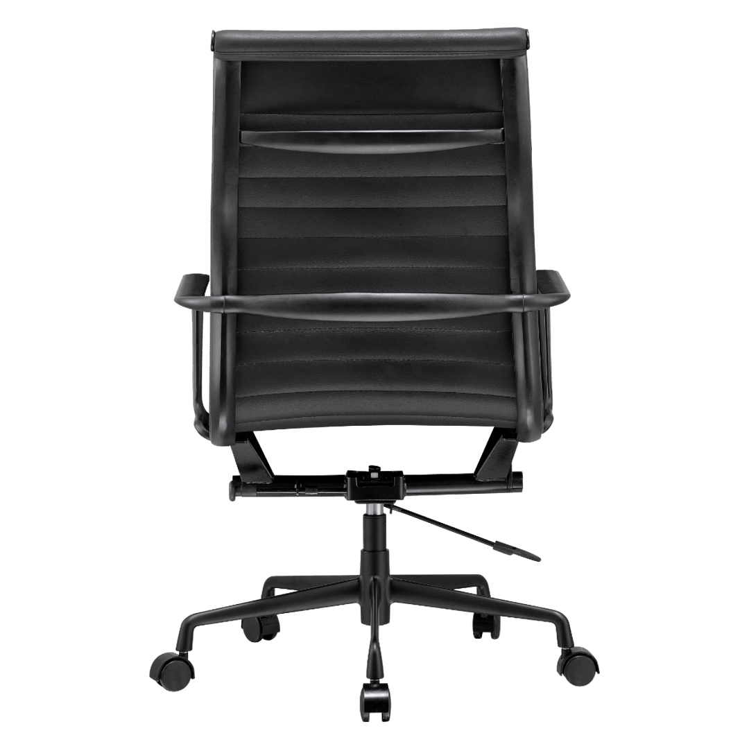 Premium Highback Ribbed Executive Chair Black Leather Black Frame 2