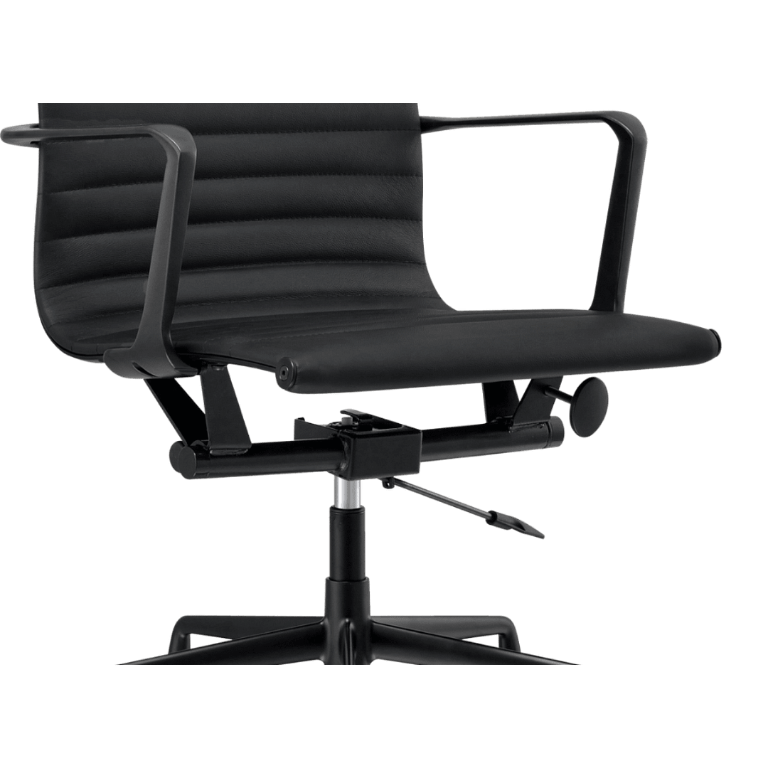 Premium Highback Ribbed Executive Chair Black Leather Black Frame 9