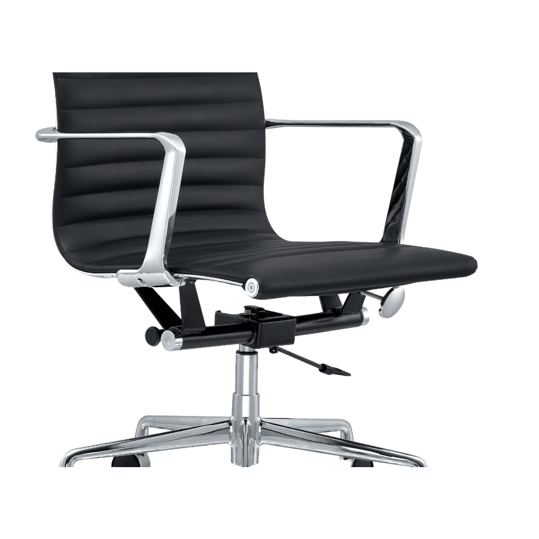 Premium Highback Ribbed Executive Chair Black Leather Chrome Frame 10