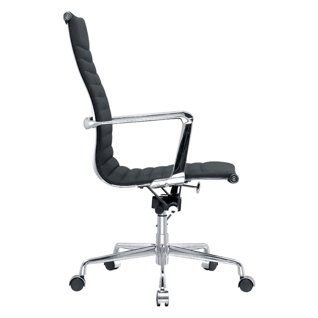 Premium Highback Ribbed Executive Chair Black Linen Chrome Frame 2