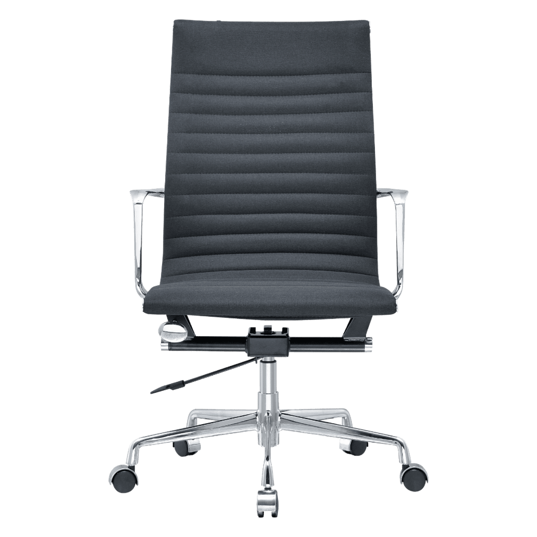 Premium Highback Ribbed Executive Chair Black Linen Chrome Frame 3