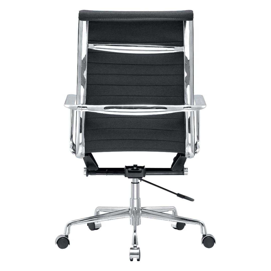 Premium Highback Ribbed Executive Chair Black Linen Chrome Frame 4