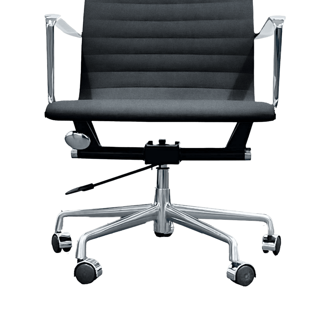 Premium Highback Ribbed Executive Chair Black Linen Chrome Frame 7