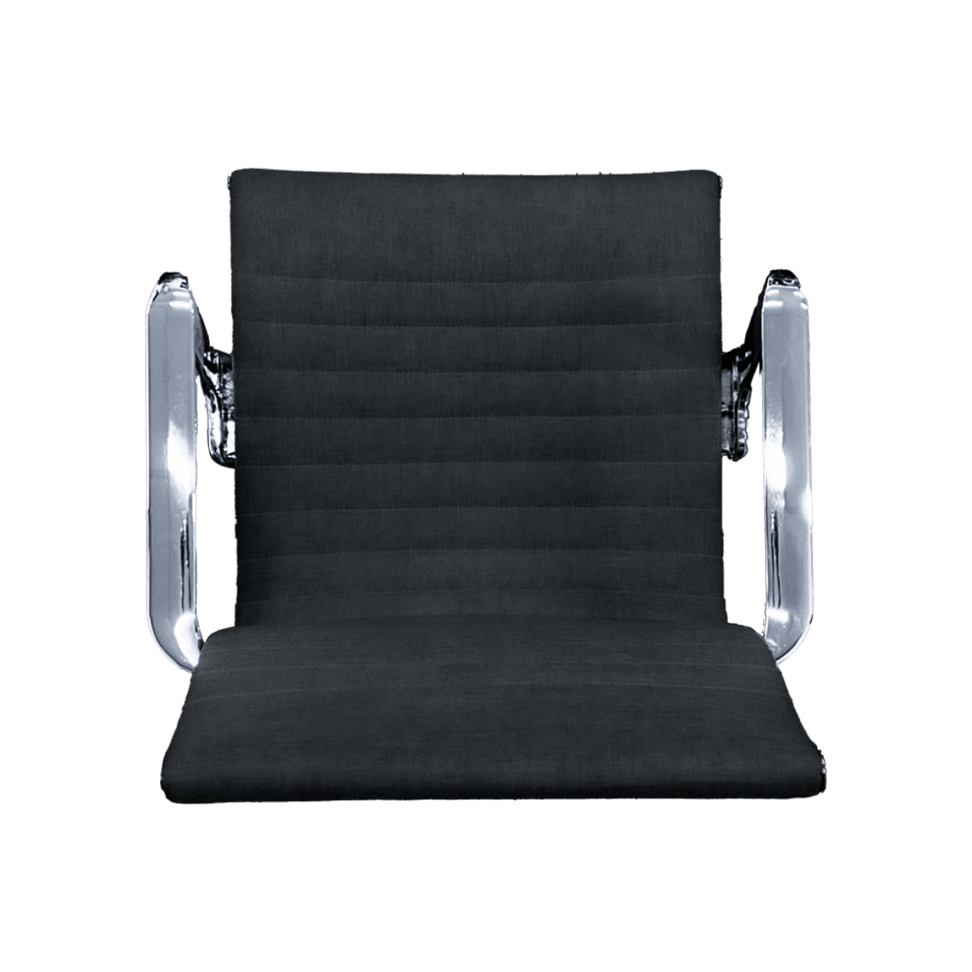 Premium Highback Ribbed Executive Chair Black Linen Chrome Frame 9