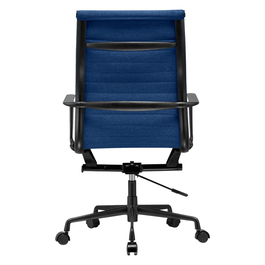 Premium Highback Ribbed Executive Chair Blue Linen Black Frame 4