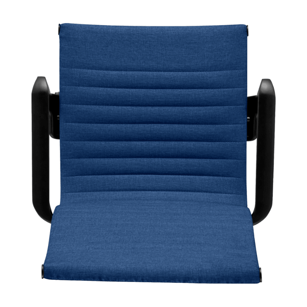 Premium Highback Ribbed Executive Chair Blue Linen Black Frame 6