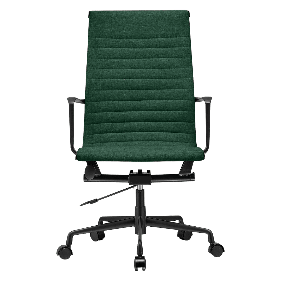 Premium Highback Ribbed Executive Chair Green Linen Black Frame 3