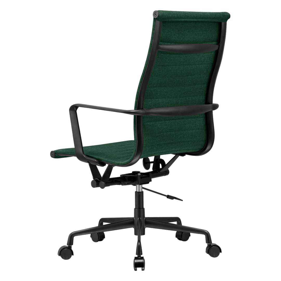 Premium Highback Ribbed Executive Chair Green Linen Black Frame 5