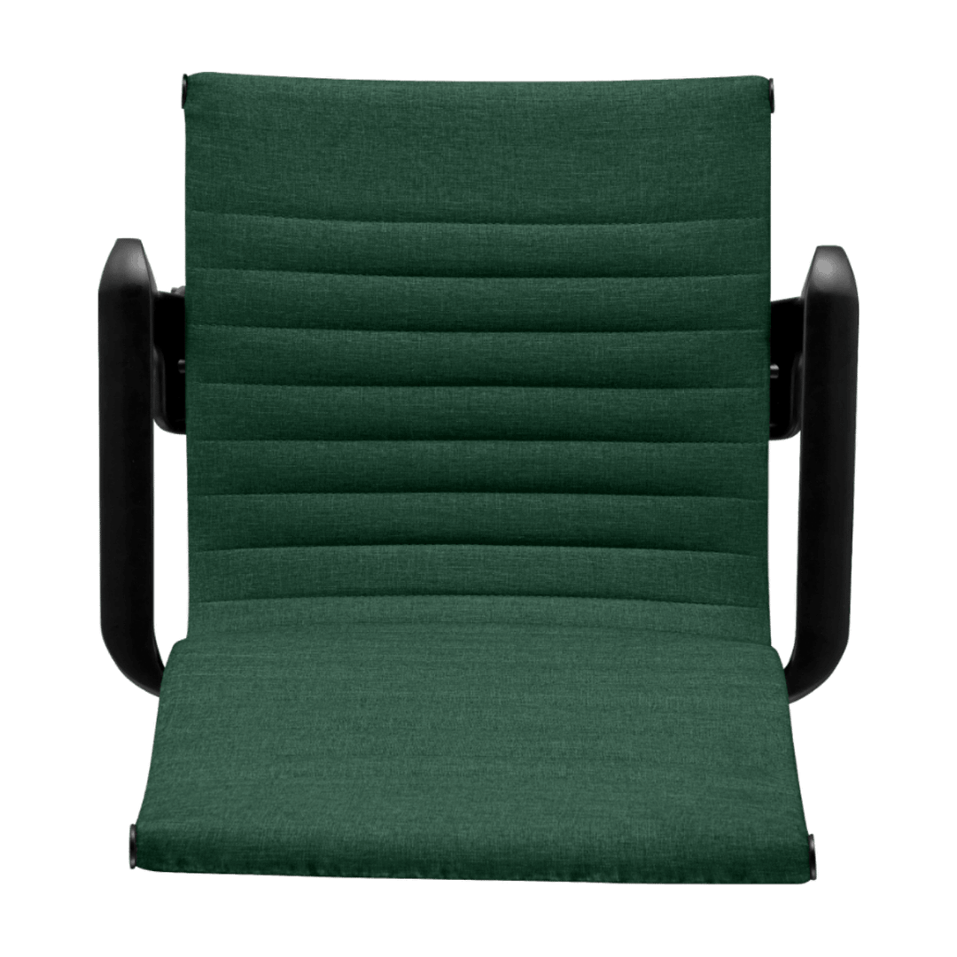 Premium Highback Ribbed Executive Chair Green Linen Black Frame 6