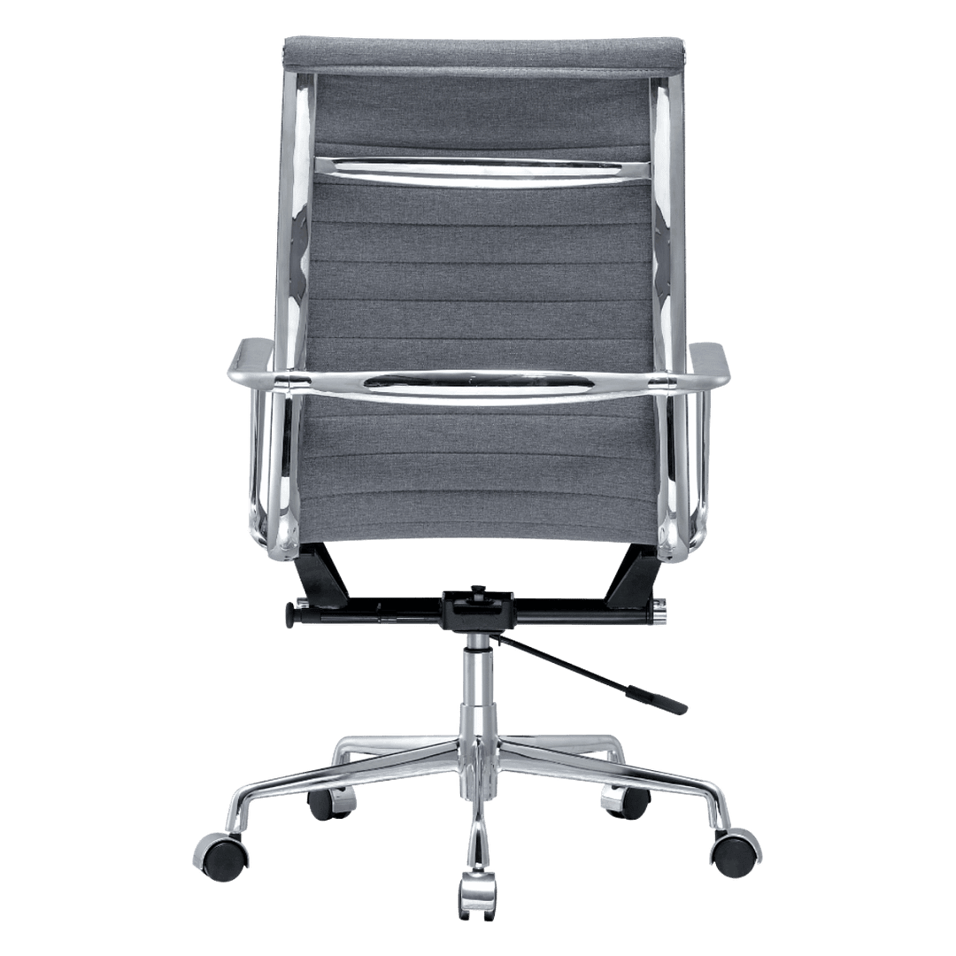 Premium Highback Ribbed Executive Chair Grey Linen Chrome Frame 2