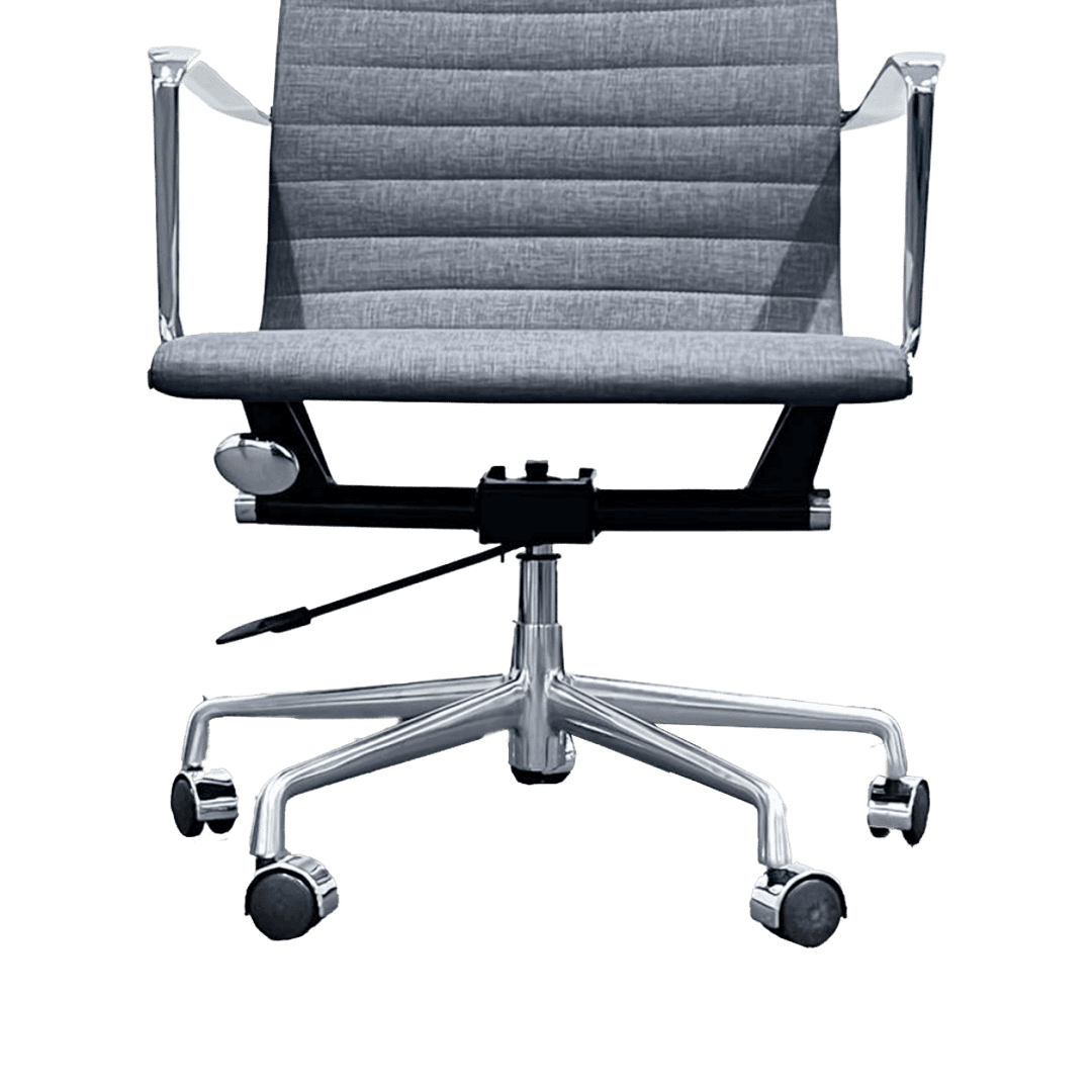 Premium Highback Ribbed Executive Chair Grey Linen Chrome Frame 7