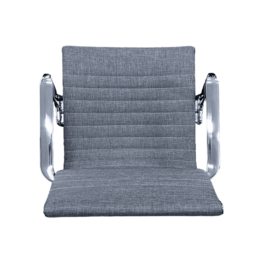 Premium Highback Ribbed Executive Chair Grey Linen Chrome Frame 9