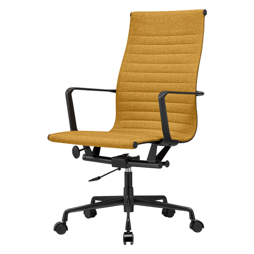 Premium Highback Ribbed Executive Chair Oker Linen Black Frame