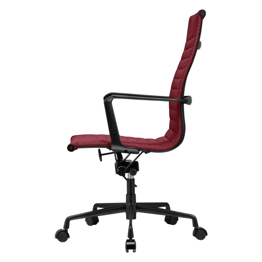 Premium Highback Ribbed Executive Chair Red Linen Black Frame 2