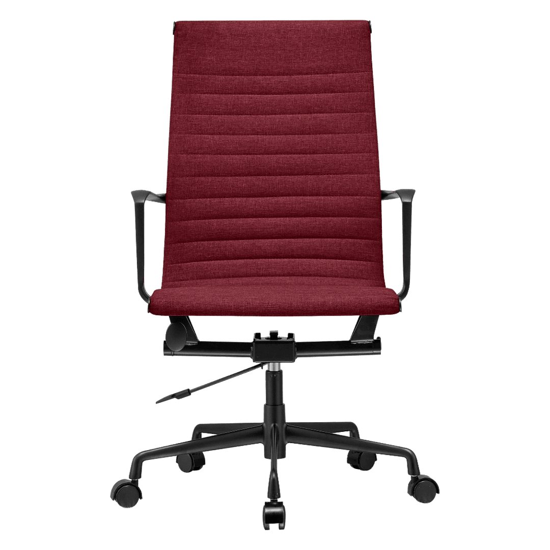 Premium Highback Ribbed Executive Chair Red Linen Black Frame 3